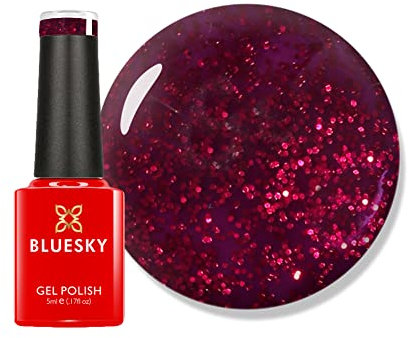 Bluesky Ruby Ritz Gel-Nagellack, Rot, Glitzer, langlebig, splitterfest, 5 ml (Trocknen unter UV-LED-Lampe erforderlich) 80545