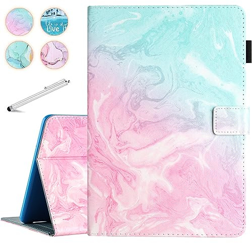 Fancity Case For Kindle Fire HD 10 & 10 Plus 13th/11th Generation 2023/2021 | Durable PU Leather Stand Cover for Fire HD 10/10 Plus with Smart Auto Wake/Sleep, Pencil Holder Card Slot, Green Pink
