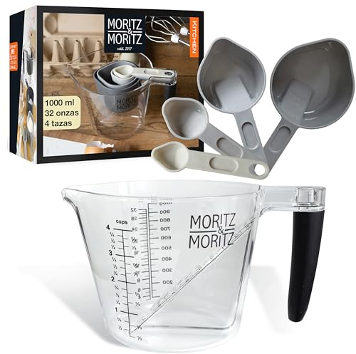 Moritz & Moritz Cup Messbecher 1L - Messbecher Set aus Messlöffel Set und Messbecher Spülmaschinenfest - Zum Kochen & Backen mit Kindern