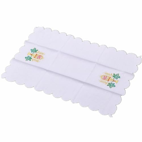 BLESSUME Kirchenmesse Altar Tuch Purificator Tuch Kreuz Stickerei (Weiß 7)