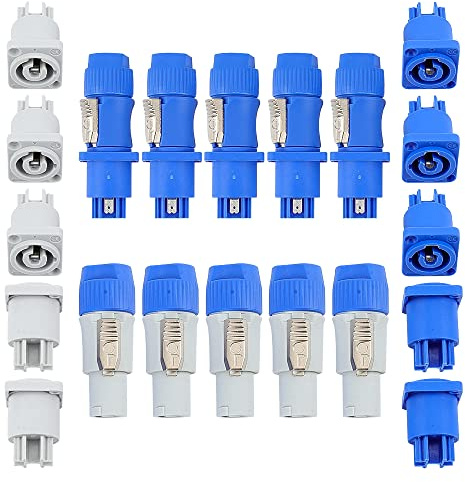 Lifreer 10 Set Neutrik Powercon Typ A Audio Lautsprecher Stecker Kit | Nac3Fca+Nac3Mpa-1 Chassis Plug Panel Adapter Stecker und Buchsen für Audio Adapter Verstärker, Mixer