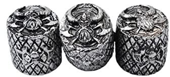 Guyker 3Pcs Guitar Bass Knobs with 6mm Dia. Shaft Pots - Savage Pirates Surface Retro Style Tone Volume Control Potentiometer Knob Replacement for Electric Guitar Bass (CKB009, Antique Silver)
