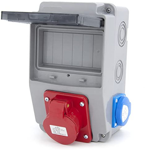 ELS Elektrotechnika Distribuidor de obra con cable divisor de pared con fusibles y tomas de 230 V + enchufe CEE de 16 A, IP54, para interior y exterior (1 CEE 16 A + 2 x 230 V)