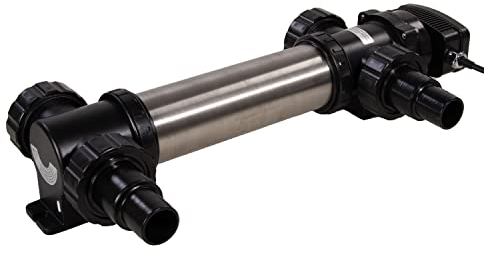 Aquaforte Suv-736 Inox Uv-C, Pl 36W, Longueur 545 mm, max. Taille Du Bassin 55 m3, Débit Conseillé 7 m3⁄H, max. Pression 1,0 Bar, 4 Raccords de Tuyau 3850 mm Inclus, Noir/gris