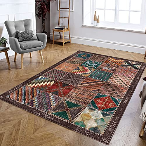 Rururug Tappeto,Multicolor, Rectangular 160 x 230 cm, Vintage patterns Patchwork designs,Tappeto Camera Soggiorno Salotto cameretta bimba tappeti camera da letto Tappetino,