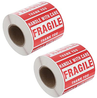 NUOBESTY 2 Rollen Barcode Aufkleber Warnschild 50,8 Stück 76,2mm Selbstklebend Für Zerbrechliche Verpackungen Auffällige Warnhinweise Für Versand Und Transporte