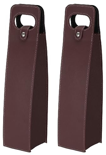 PATIKIL 2 Packung Wein Geschenktasche Weinbeutel Wein Tragetasche Braun | Champagne Geschenksäcke, Leder, Wiederverwendbar, Für Wein Flaschen, Tragbar, Für Picknick Party Hochzeit