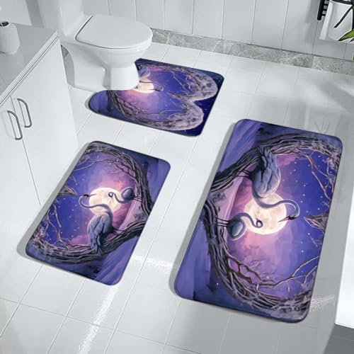 Aevmsor 3-teiliges Badezimmerteppich-Set, rutschfeste Badteppich-Set 3-teilig Badvorleger Toilettensitz Dreiteiliges waschbar, Bad Duschmatte und U-förmiger WC-Teppich für Badewanne Dusche Badezimmer
