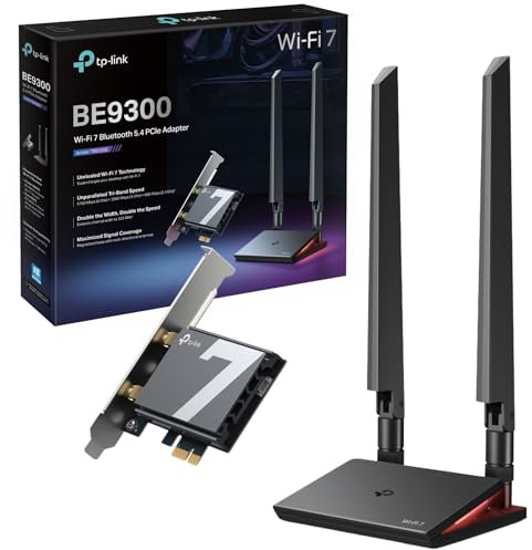TP-Link Archer TBE550E WiFi 7 Card BE9300 Mbps Wireless Bluetooth 5.4 PCIe Network Card, Wider Signal Coverage, 6GHz/5GHz/2.4GHz PCI Express Bluetooth WiFi 7 Card for Desktop/PC Windows 11(64Bit)