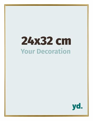 Your Decoration - Cadre photo 24x32 cm - Or- Cadre Photo en Plastique Avec Verre acrylique - Anti-Reflet - Cadre 24x32 - Evry