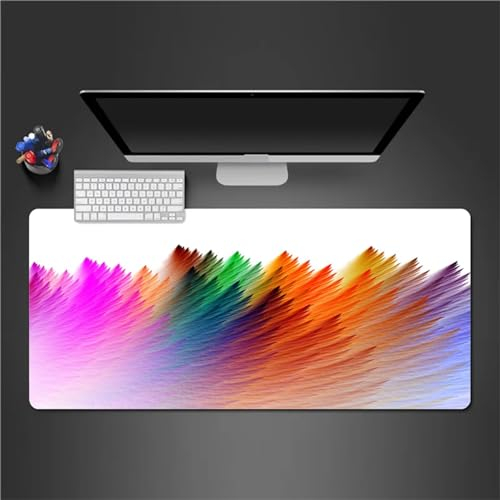 QiHon Gaming Mauspad XXL Lila Orange Großes Mauspad Schreibtischauflage mit Vernähte Kanten Einer speziellen Oberfläche verbessert Geschwindigkeit und Präzision 700x300x2mm