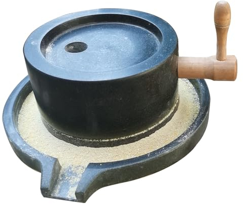 Blazea Natural Stone Grinder Pulverizer, Manual Grain Mill for Coffee Beans Sesame Seeds Peppers, Heavy Duty Stone Mill Machine (Size : 25 x 40 cm (9 7/8 x 15 3/4))