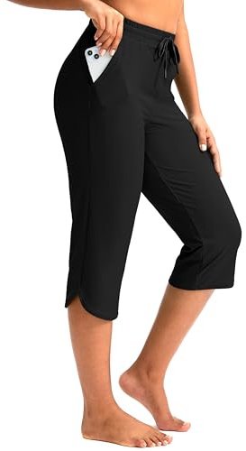 Pudolla Women's Swim Capris 18 Quick Dry UPF50+ Swimsuit Pants Long Board Shorts for Women with Pockets (Black 4X-Large)