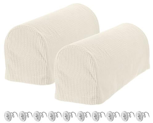 uxcell Stretch Armrest Covers Armchair Anti-Slip for Chairs Sofas Couch Arm Covers Recliner Sofa 1 Set w/Twist Pins(White)