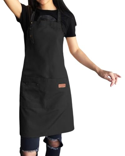 Generisch Leinwandschürzen für Männer, Künstlerschürze - Malschürze mit 2 Taschen - Verstellbarer Riemen, Multifunktionsschürze, wasserdichte Grillschürze für Damen, Herren, Erwachsene