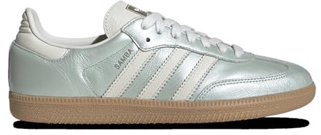 adidas Samba OG Damen-Sneaker, Grün, Metallic-Silber, 7.5 US