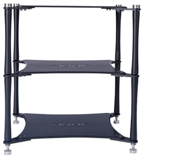 GUAWJRZDP Rack Hi Fi In Alluminio, Rack Audio con Colonne In Acciaio Inossidabile, Mobile Stereo Hi Fi Rack Hi Fi con Piedini Ammortizzanti, 2 Metodi Di Connessione, Cabinet Audio Hi Fi(Black,3-tier)