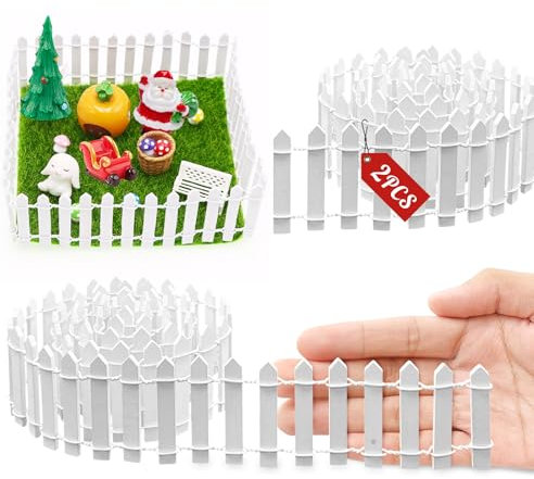 2 piezas de accesorios de Navidad para puerta de gnoblez, accesorios para puerta de duende, valla de madera en miniatura, valla de jardín en miniatura, decoración en miniatura, valla de estacas en