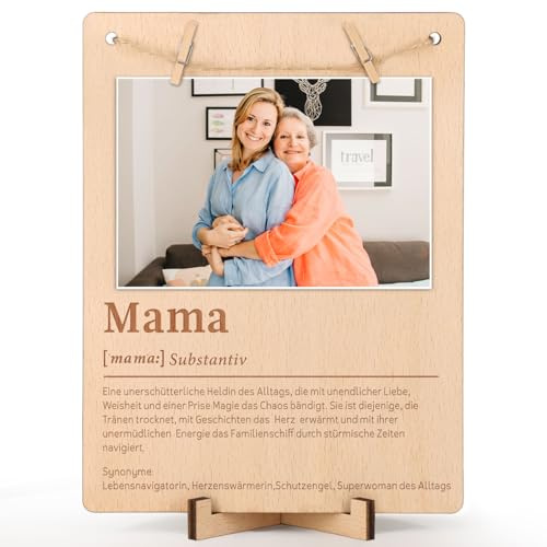 Giftota Cornice portafoto con mollette in legno e guinzaglio, fai da te, regalo per mamma per compleanno, Natale