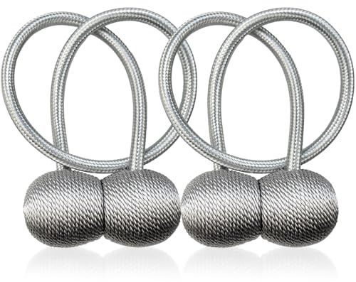 YunSchauen Vorhang Raffhalter Magnetische Verstärkung 2 Stück,Gardinenhalter Wand,Vorhang Halter,Gardinen Klammern Halterung,Vorhanghalter Landhaus Curtain Holder Silber