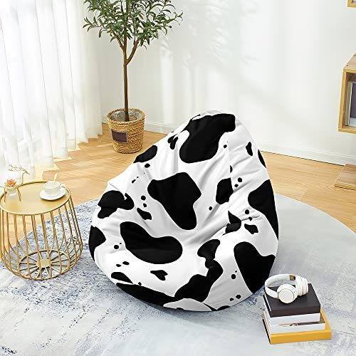 DOTBUY-SHOP Sitzsack Bezug (Ohne Füllstoff), Comfort Sitzsack Kinder Erwachsene, Waschbar Milchkuh Druck Bean Bag Gaming Sitzsäcke, Bean Bag Chair für Indoor Outdoor (XL,Große Flecken)