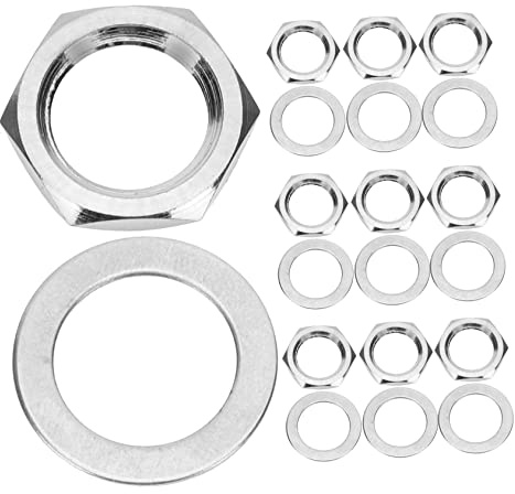 BESTonZON 10 Stück Metall Gitarrenmuttern Mit Unterlegscheiben Für E-gitarre Und Bass Langlebige Dichtungen Kompatibel Mit 6,35mm Audio Buchse Gitarrenzubehör