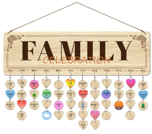 arricraft Holzschild Mit Geburtstagskalender Für Die Ganze Familie Schlichter Stil Days To Remember Holzkalender Schild Plakette DIY Geburtstagskalender Für Familienfeier Geburtstagsparty Dekoration