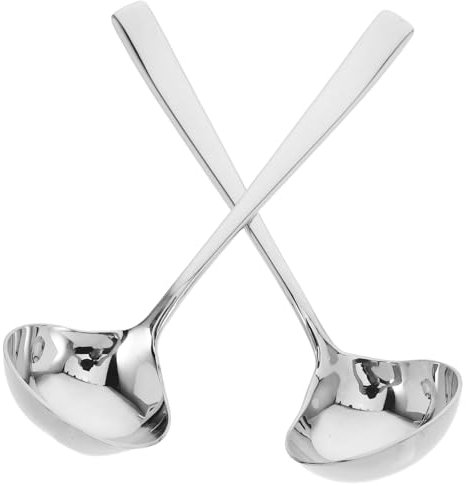 KICHOUSE 2pcs Stainless Steel Gravy Ladle Serving Spoon Sauce Ladle for Kitchen Cooking Use Small Silver for Dressings and Sauces