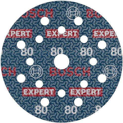 Bosch 50x Disque abrasif sur film EXPERT O780 | pour Bois dur, Peinture sur bois, Grain 80, Professional Accessoire Ponceuse excentrique