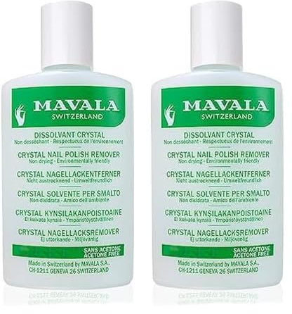 MAVALA - Crystal 100 ml, QuitaEsmalte de Uñas, Sin Acetona, Elimina el Esmalte de Uñas, Rápido y Eficaz, QuitaEsmalte Ecológico Sin Olor, para Todo Tipo de Uñas (Paquete de 2)