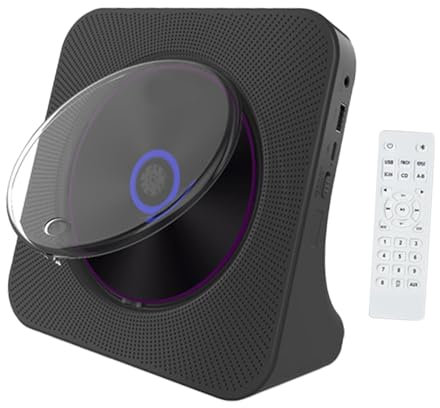 Ronyme Lecteur CD MP3 avec Haut-parleurs, Lecture USB, Affichage LED, Audio Domestique, Radio compacte et Portable pour Bureau, Noir