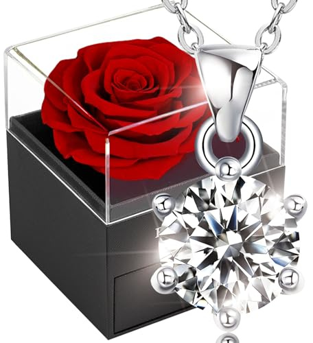 Rote Ewige Echte Rosen,Konservierte Blumen,Handgemachte Rosenbox,Infinity Rose Geschenk Box,Romantisch Geschenkebox für Valentinstag Muttertag Weihnachten Jahrestag Hochzeit Ehefrau Geburtstag Frauen