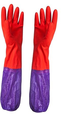 FRCOLOR Comfortable Washing up Gloves Long Waterproof Warm Cleaning Gloves for Women