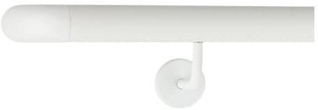 TIBU Corrimano in alluminio bianco ringhiera 30-600 cm corrimano da parete per scale, supporto in acciaio inox, lunghezza 140 cm con 2 supporti e arco da parete