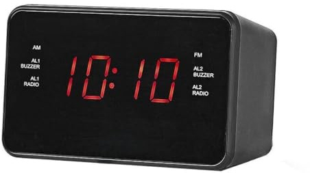 VoltShine Radio Despertador Digital con Pantalla LED, función de Alarma y Radio FM, Ideal para Despertar y Disfrutar de música matutina.