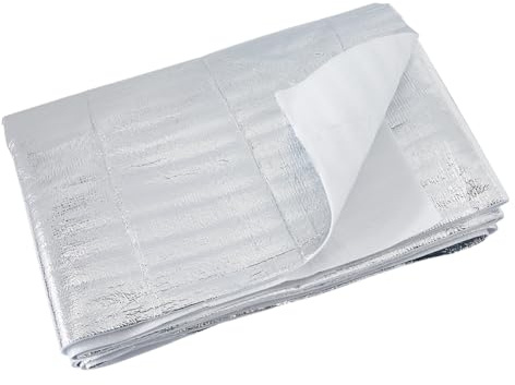DICOSMETIC 1 rollo de papel de aluminio de 3 m x 0,6 m, cinta adhesiva reflectante de color plateado, acolchado resistente al calor, rollo aislante reflectante de un lado para agarraderas y