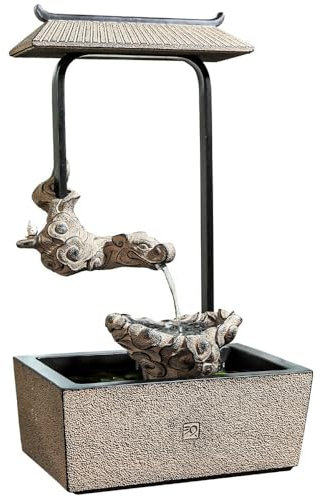 Fontana da interni Feng Shui Fontana di incenso galleggiante Zen, nuova cascata cinese circolare, decorazione da tavolo for casa e ufficio Home Fontana