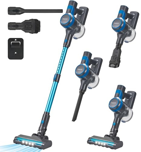 Deepvac 250W 25KPa Suction Cordless Vacuum Cleaner, 6-in-1 Lightweight Stick Vacuum with LED Display, 45 Mins Runtime for Hard Floor, Carpet, Pet Hair, Car Cleaning
