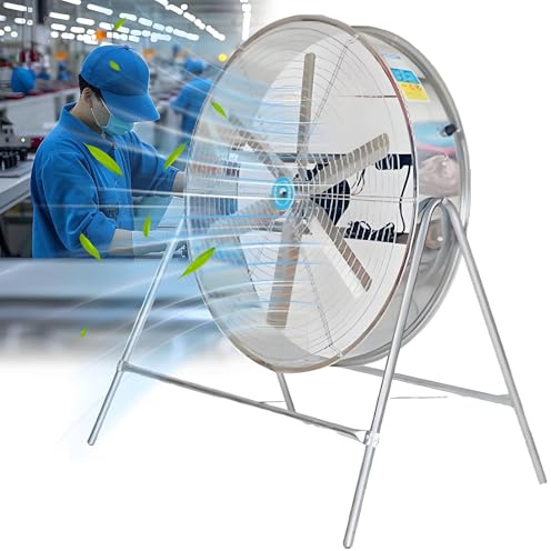 Ventilador de suelo industrial: alto flujo de aire, velocidad y altura ajustables, potente refrigeración para fábricas, granjas, áreas agrícolas