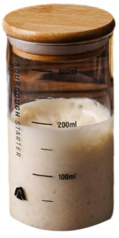 pumpumlia Clear Glass Sourdough Container Wide Mouth With Lid Practical Sealed Fermentation Jar Kitchen Baking Supplies