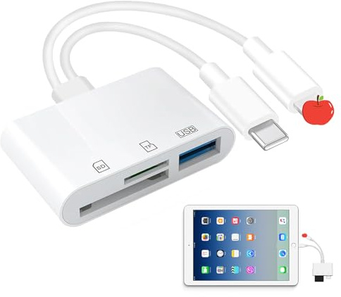 Menibeuty Adattatore scheda SD WiFi 3 in 2 Lightnings USB C SD Card Reader con slot S-D/MicroS-D/USB3.0, lettore di schede di memoria, lettore di schede per fotocamera per 1Phone 16/15/14/13 Sam Sung