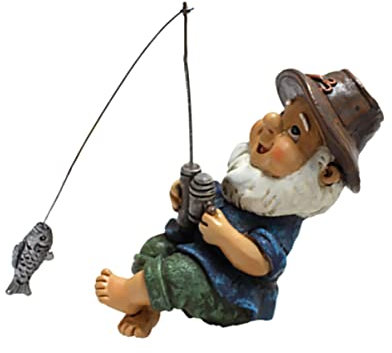 UPKOCH 2 Pièces Statue de Nain Pêcheur Résine Décoration de Jardin Figurine Résistante pour Aménagement Paysager Ornament Extérieur Adorable