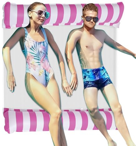 Swimming Pool Hammock Floats for Adults – Floating Lounger, Double Inflatable Seat for Sun Lounger Swimming Lake River Beach Summer