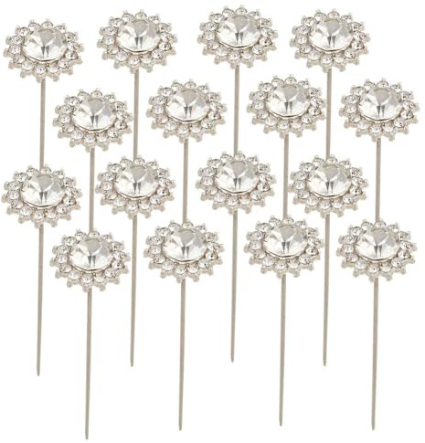 SOFPLATE 16 Stück Blumenstrauß Deko Stecker Pin Stecknadel Blumennadel mit Strass Glanz Kristall Edelsteinkopf Legierung Gerade Corsage Boutonniere Metallbroschen Für Hochzeit Brautst