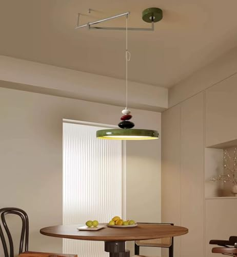 Bellastein LED Pendelleuchte Esstisch Dimmbare Hängelampe mit Schwenkarm, Moderne Esszimmer Hängeleuchte Mit Fernbedienung, Höhenverstellbar für Flur Kücheninsel Wohnzimmer Küche Büro Lampe (Grün, A)