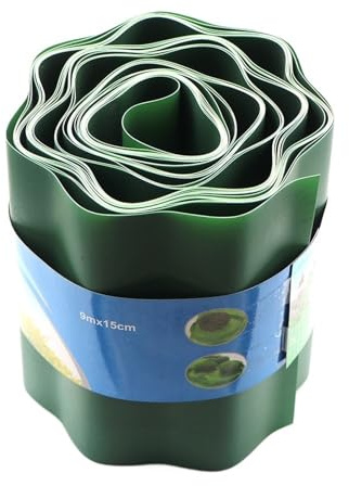 Gartenumrandung Ideen for Gartenzäune, 10/15/20 cm, Kunststoff, grünes Gartengras, Rasentrennwand, flexibler Grasbarrierezaun(15cmx9M)