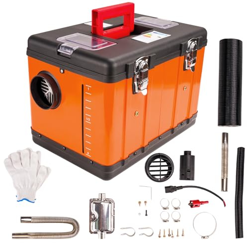 Riscaldatore ad aria diesel, 8KW 12V All in One Toolbox Riscaldatore ad aria diesel Temporizzazione della temperatura costante con interruttore LCD e telecomando per auto, camion, camper (rosso)
