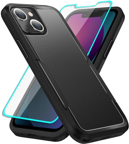 for iPhone 13 Mini Case with Screen Protector: Heavy Duty Protective Anti-scratch and ShockProof Double-Layer Protection Cover for iPhone 13 Mini (Black)
