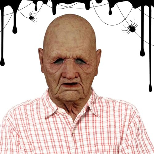 de hombre viejo, accesorios de máscara de cosplay de terror, máscara realista para cosplay, disfraz de Halloween, accesorios de fiesta para adultos