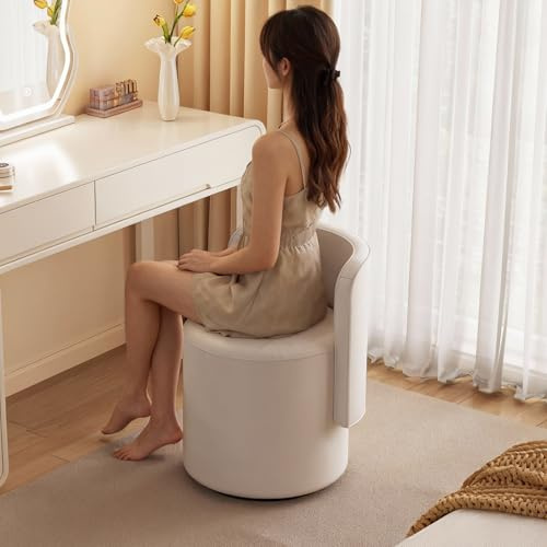 Guyii Schminktisch Stuhl Graubeige mit Rückenlehne, Weicher Sitz, Modernes Design, Vanitiy Chair für Make-up und Frisieren, Bequemer Schminkstuhl für Schlafzimmer oder Badezimmer